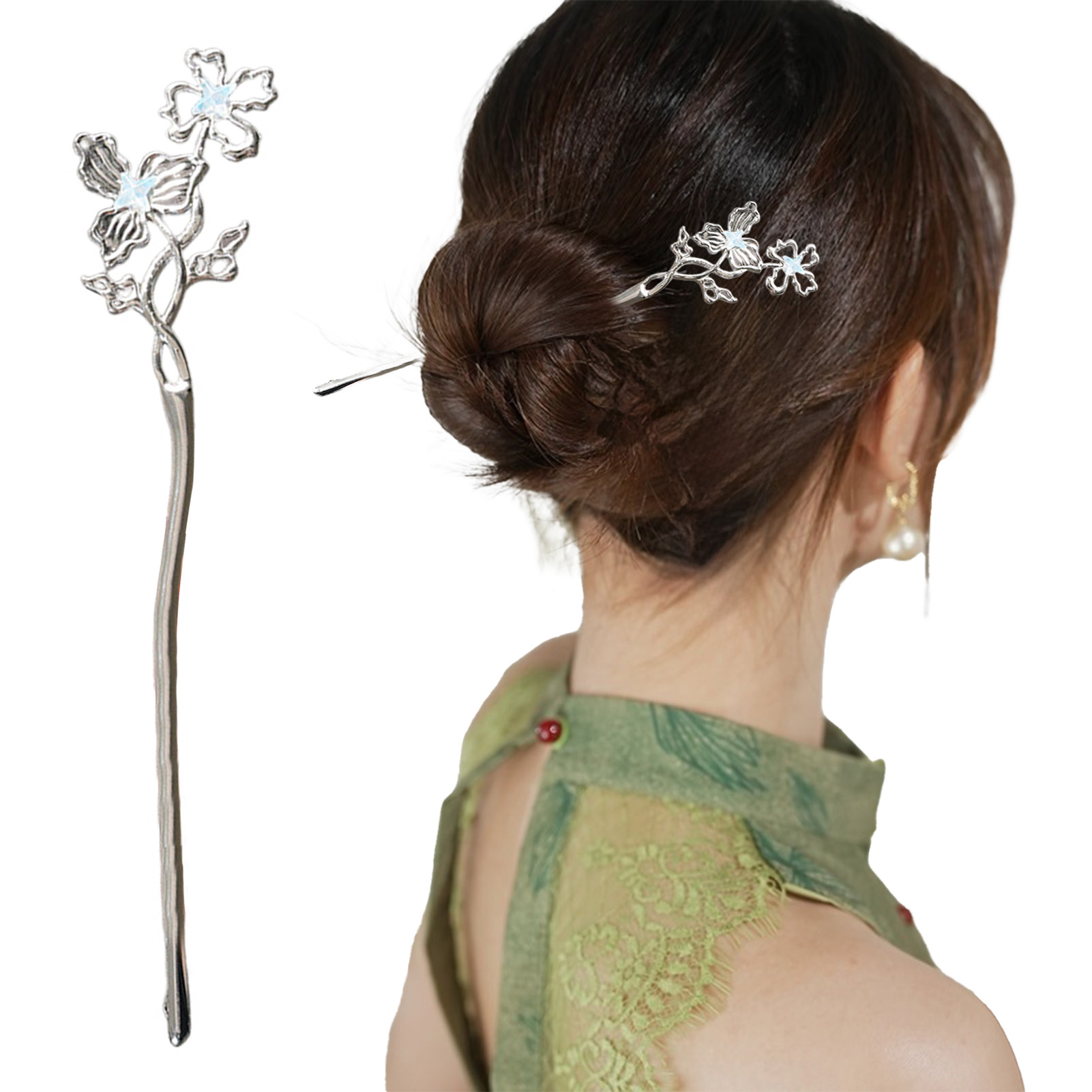 Vintage Tech Accessories - Metal Butterfly Hair Sticks Chinese Hanfu