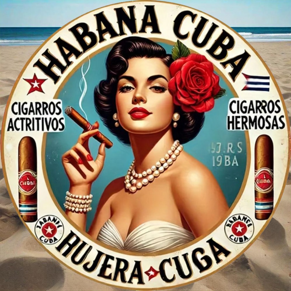 Vintage Tech Accessories - Vintage Havana Style Cigar Girl Round