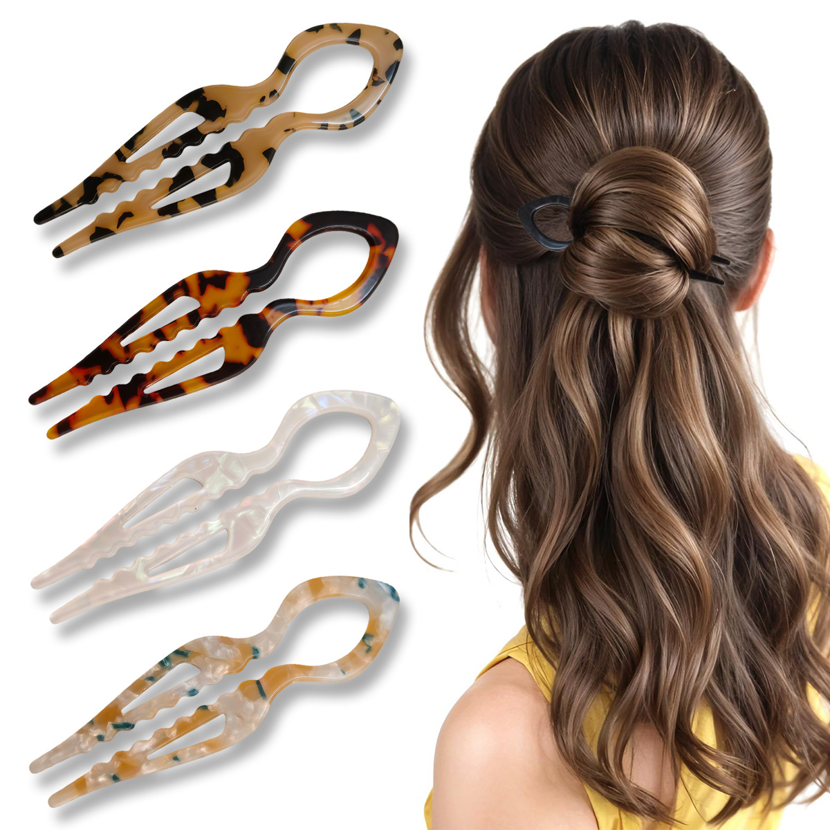 U-Shaped Hair Sticks Tortoises - Tech Accessories Women avis et prix