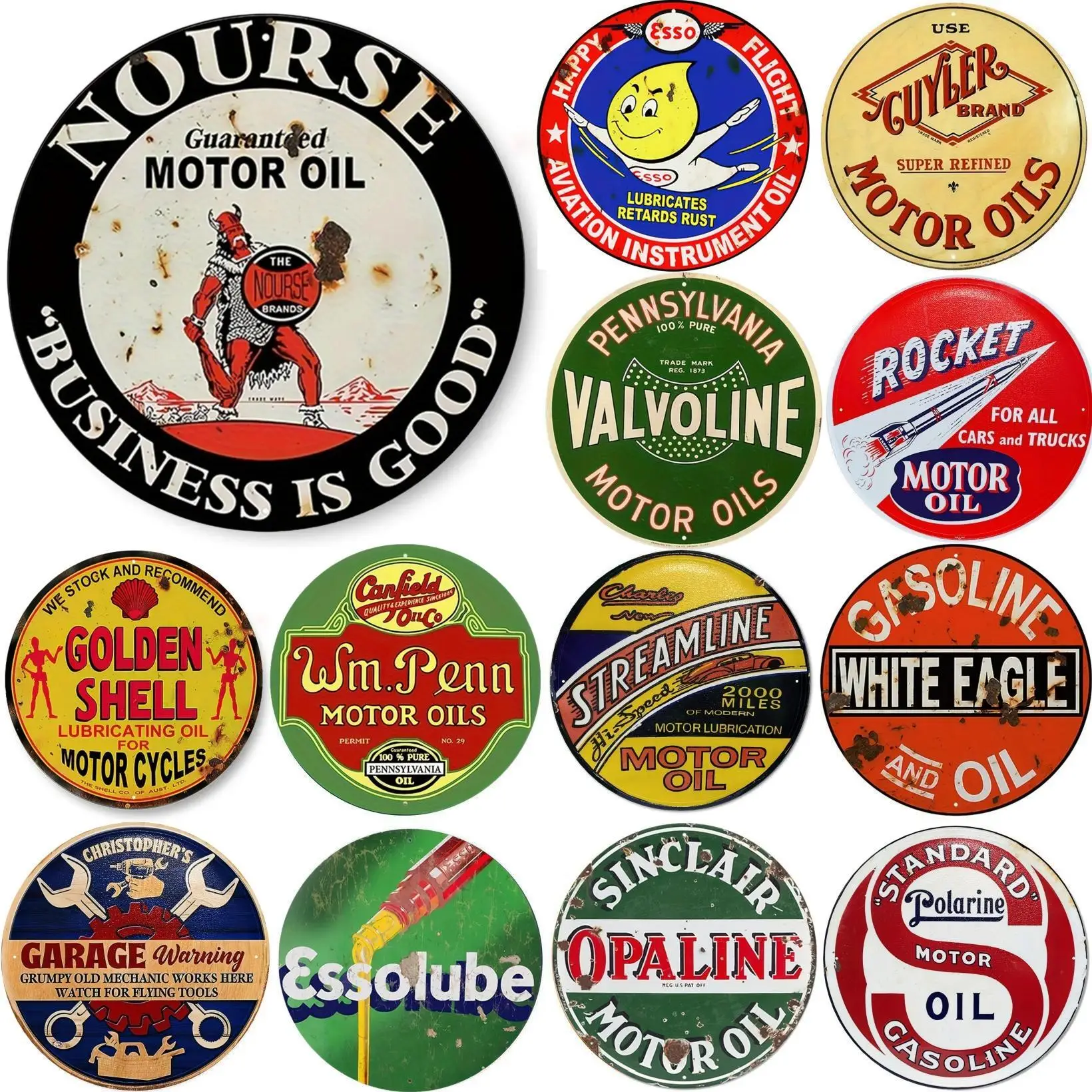 Vintage Motor Oil Sign Round M - Vintage Tech Accessories avis et prix