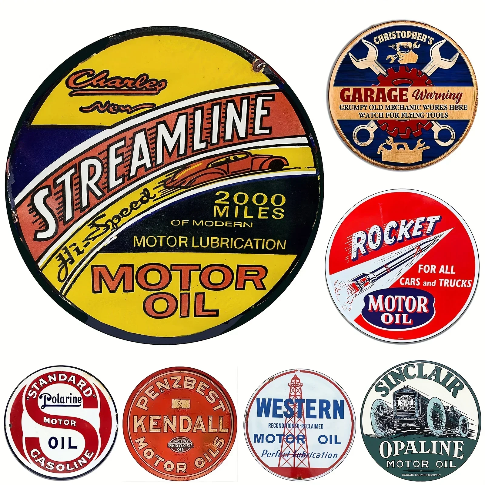 Vintage Motor Oil Sign Round M - Vintage Tech Accessories avis et prix