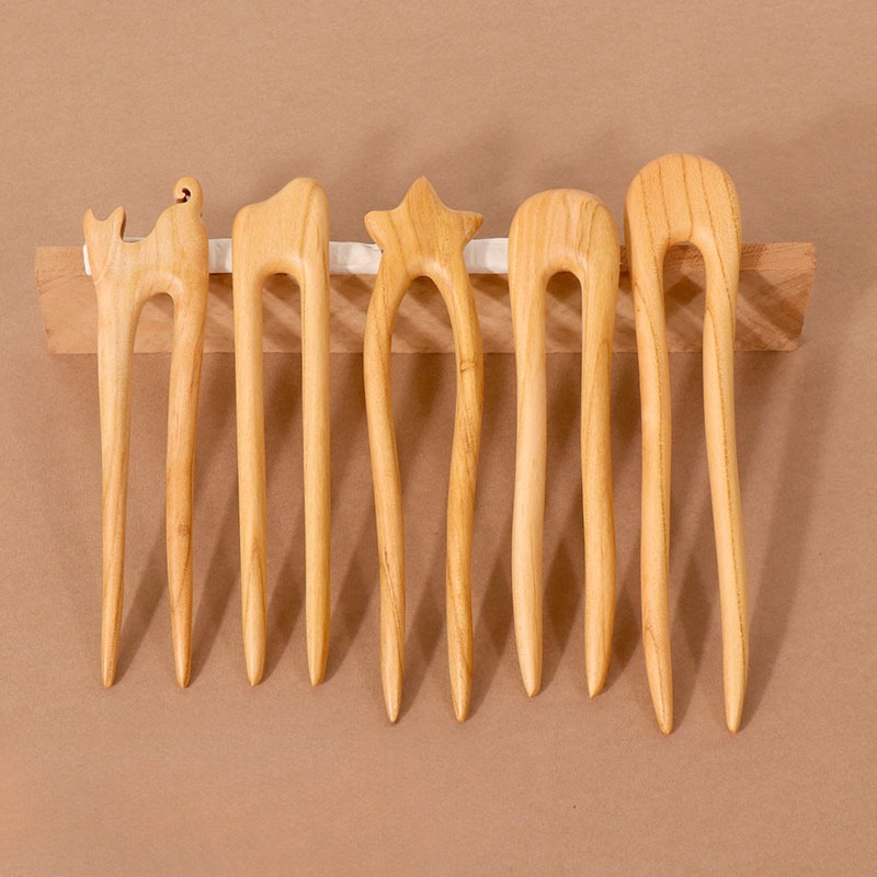 Peach Wood U-shaped Hairpin An - Tech Accessories Women avis et prix