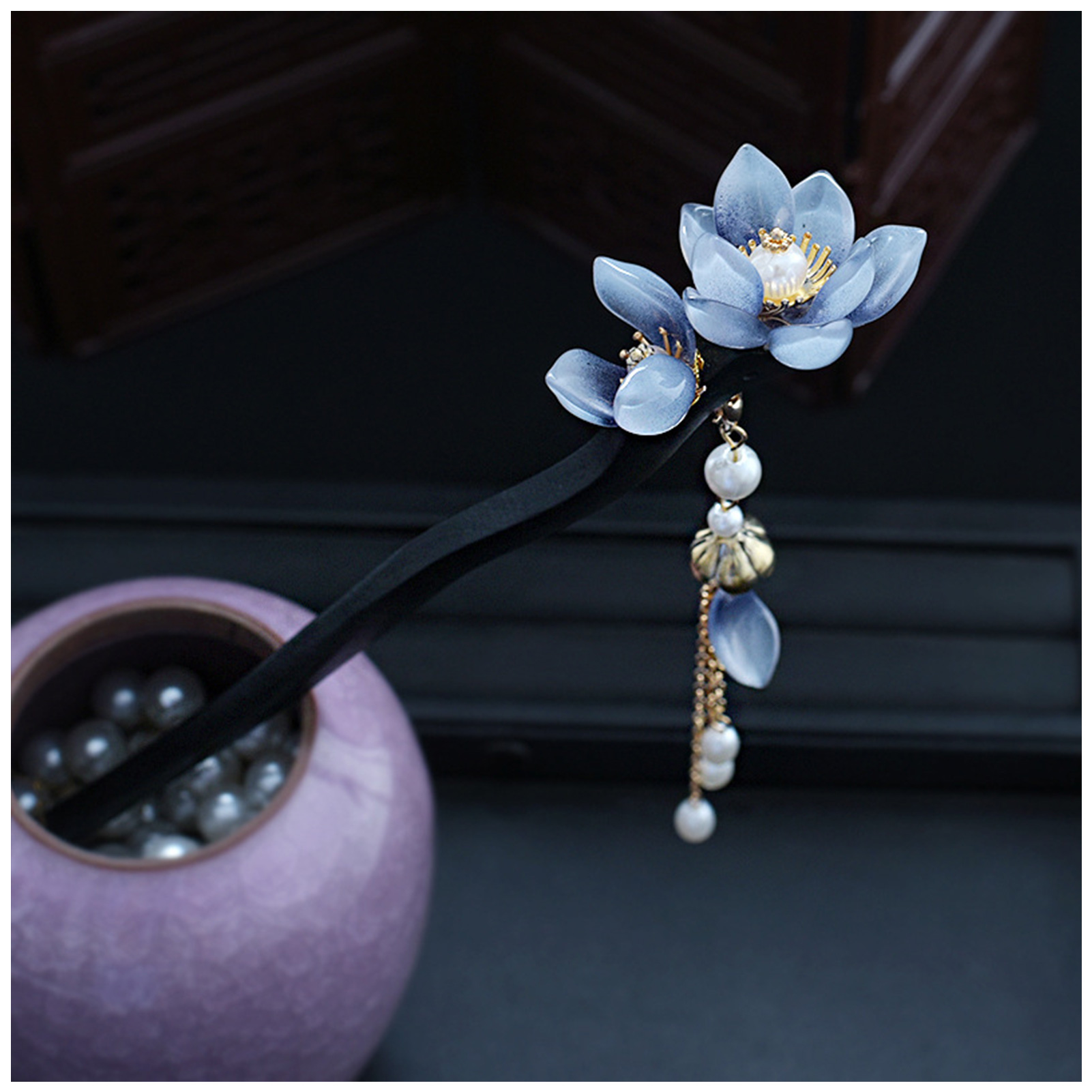 Blue Flower Hair Stick Vintage - Tech Accessories Women avis et prix