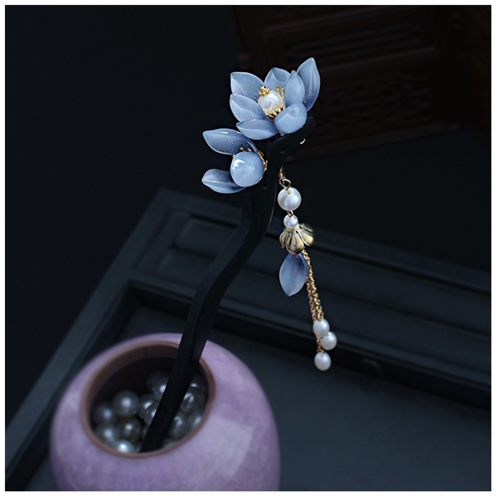 Blue Flower Hair Stick Vintage - Tech Accessories Women avis et prix